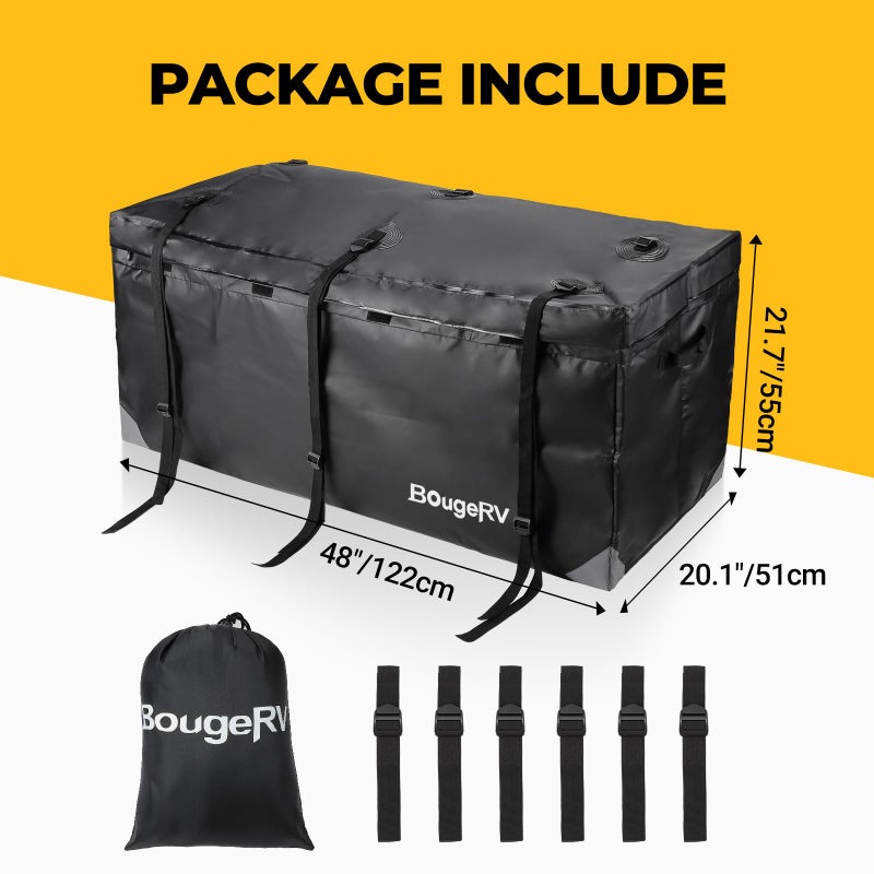 BougeRV حقيبة نقل الأمتعة BougeRV مقاومة للماء/مقاومة للمطر للسيارات والشاحنات وSUV والفانات، مع حوامل خلفية وصناديق 48'' L x 20'' W x 22'' H - Image 5